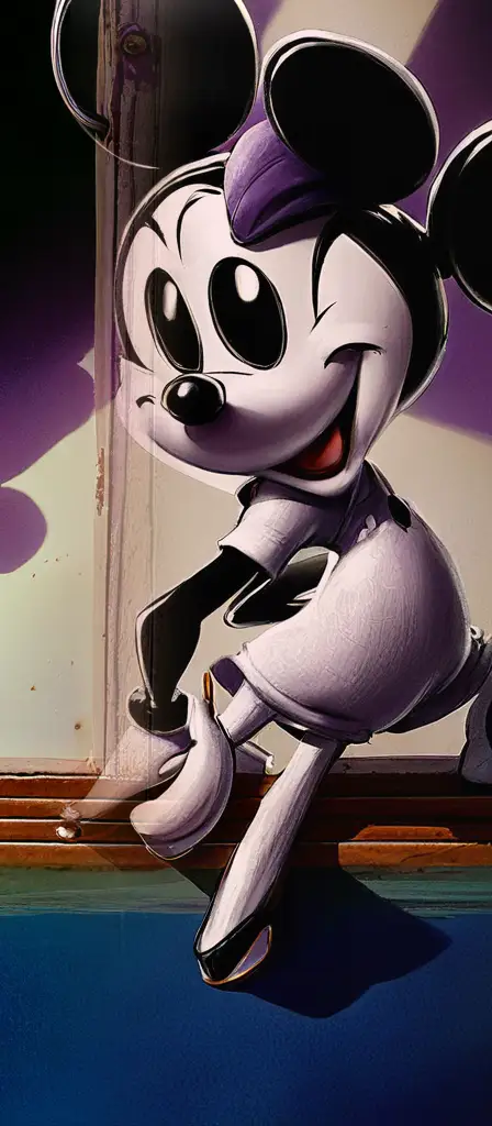 Black and white sketches of disney characters, a scene from the Infinite Tapestry endless AI painting