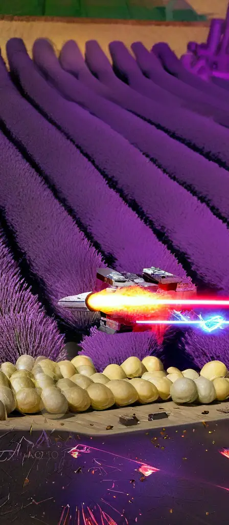 Space battle with spaceships shooting eachother with lasers. Star wars super destroyer type vibe, a scene from the Infinite Tapestry endless AI painting