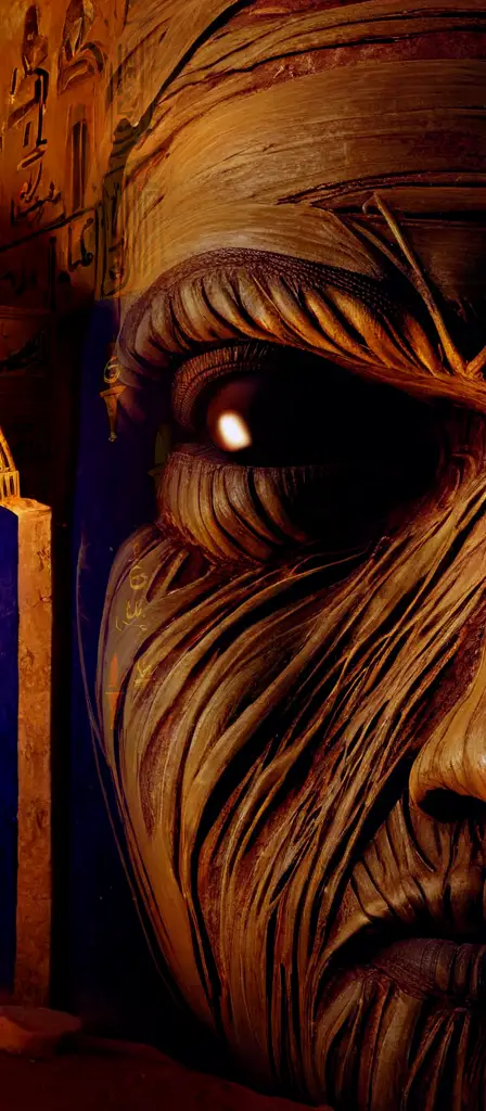 Close up of a mummy face hd 4k skin texture, a scene from the Infinite Tapestry endless AI painting