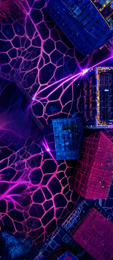 futistic city blocks, from the sky, looking straight down, a scene from the Infinite Tapestry endless AI painting