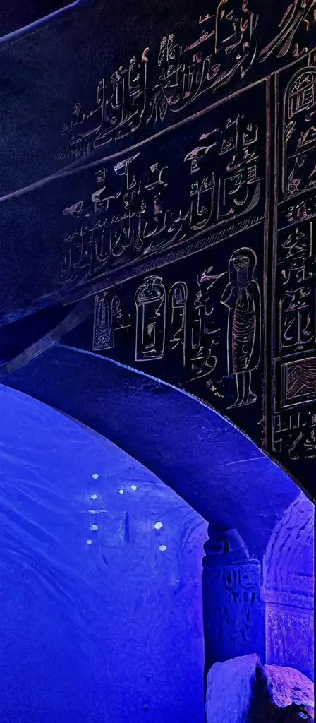 Egyptian tomb with hieroglyphics, a scene from the Infinite Tapestry endless AI painting