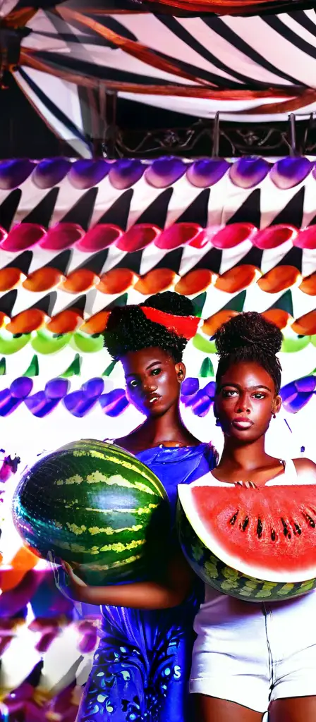 Black people with stolen money and watermelon, a scene from the Infinite Tapestry endless AI painting