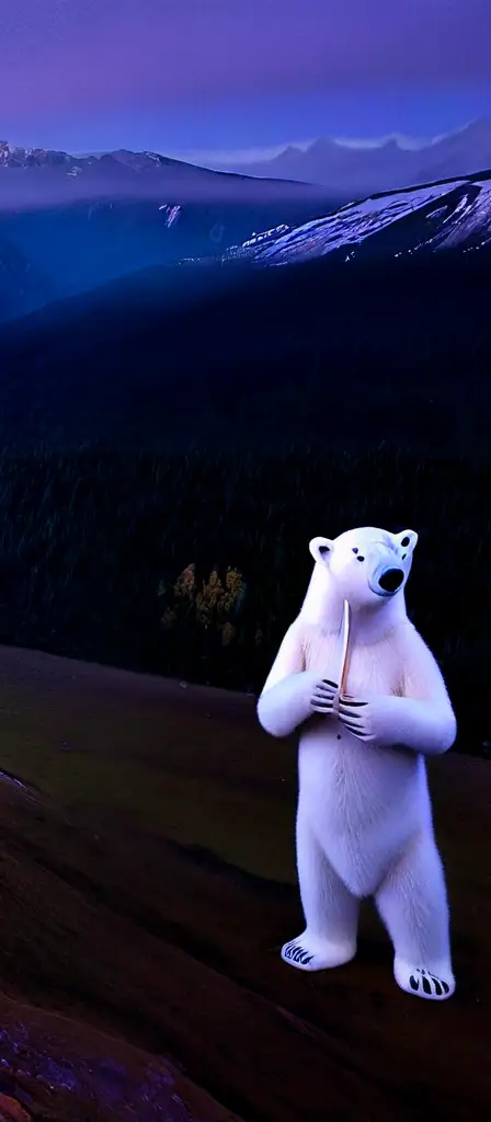 Polar bear birthday party, a scene from the Infinite Tapestry endless AI painting