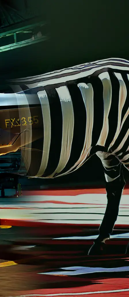 Image morphs only into verticla black and white stripes extremely hyponotic, a scene from the Infinite Tapestry endless AI painting