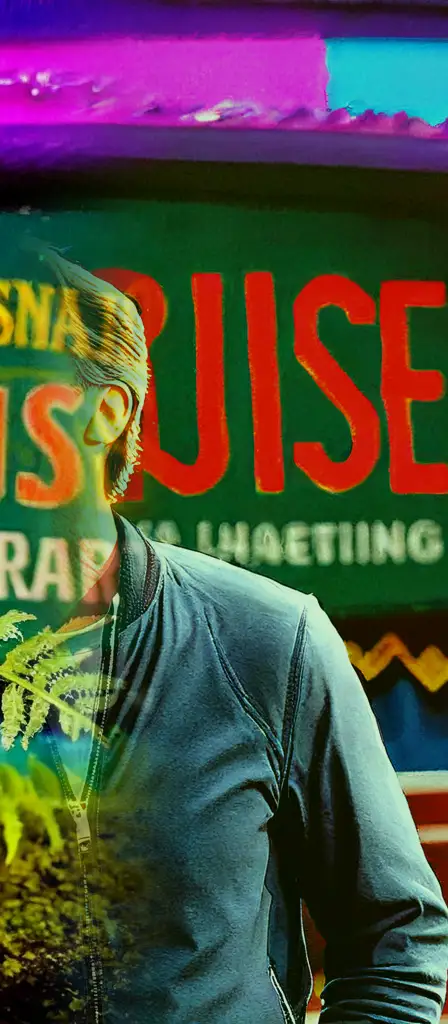 hyperrealistic cinematic tom crusie laughing, a scene from the Infinite Tapestry endless AI painting
