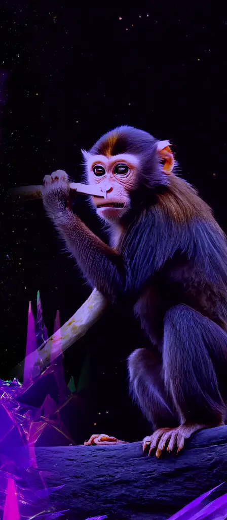 Hyperreallistic monkeys fighting over a bone, a scene from the Infinite Tapestry endless AI painting