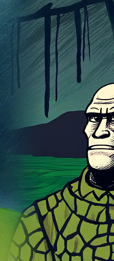 Wojak land, a scene from the Infinite Tapestry endless AI painting
