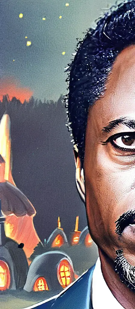 Tony stark but deep africa black tony stark. Dark skin. Close up, a scene from the Infinite Tapestry endless AI painting