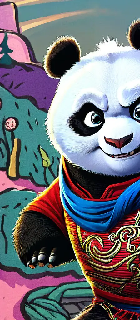 kung fu panda with huge mammary, a scene from the Infinite Tapestry endless AI painting